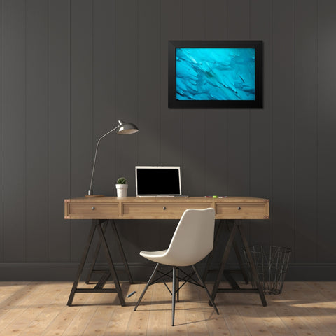 Alaska-Tracy Arm-Fords Terror Wilderness-Close-up of blue iceberg calved from Dawes Glacier Black Modern Wood Framed Art Print by Souders, Paul