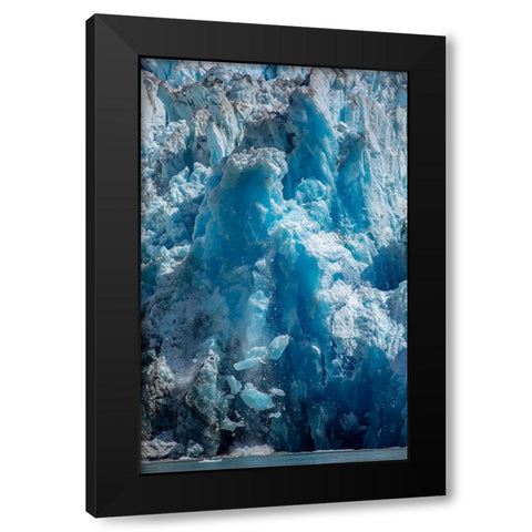 Alaska-Tracy Arm-Fords Terror Wilderness-Icebergs calving from blue ice face of South Sawyer Glacier Black Modern Wood Framed Art Print with Double Matting by Souders, Paul