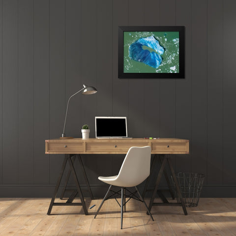 Alaska-Tracy Arm-Aerial view of floating iceberg calved from South Sawyer Glacier in Tracy Arm Black Modern Wood Framed Art Print by Souders, Paul