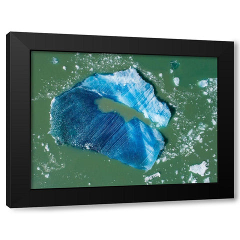 Alaska-Tracy Arm-Aerial view of floating iceberg calved from South Sawyer Glacier in Tracy Arm Black Modern Wood Framed Art Print by Souders, Paul