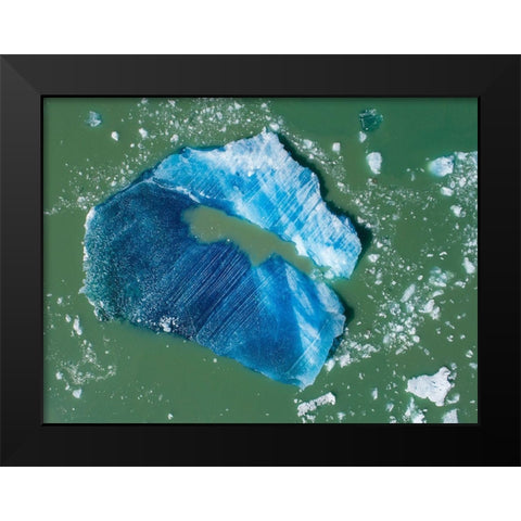 Alaska-Tracy Arm-Aerial view of floating iceberg calved from South Sawyer Glacier in Tracy Arm Black Modern Wood Framed Art Print by Souders, Paul