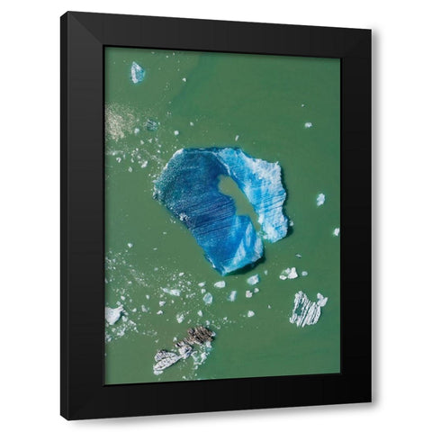 Alaska-Tracy Arm-Aerial view of floating iceberg calved from South Sawyer Glacier in Tracy Arm Black Modern Wood Framed Art Print by Souders, Paul