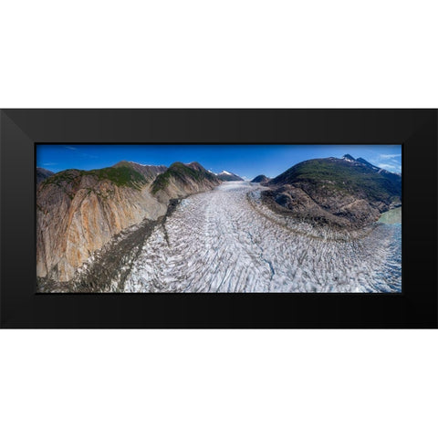 Alaska-Tracy Arm-Panoramic aerial view of crevassed surface of Sawyer Glacier in Tracy Arm Black Modern Wood Framed Art Print by Souders, Paul
