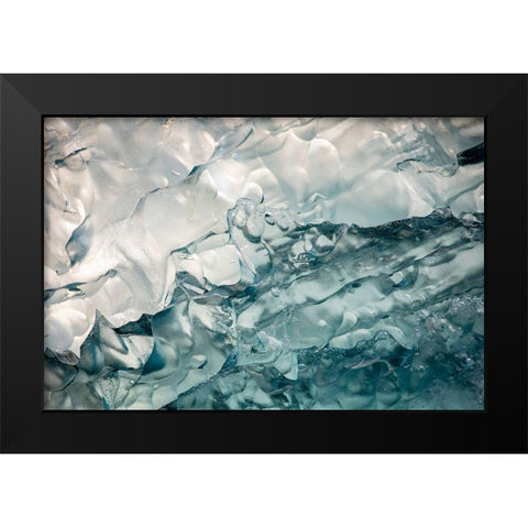 Alaska-Tracy Arm-Deep blue-green iceberg floating near face of South Sawyer Glacier in Tracy Arm Black Modern Wood Framed Art Print by Souders, Paul