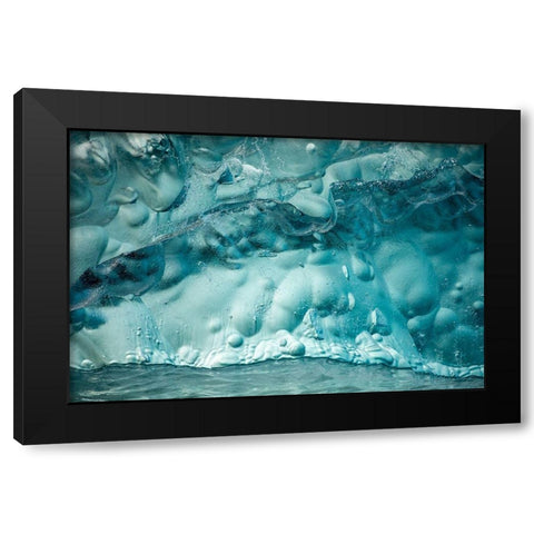 Alaska-Tracy Arm-Close-up of deep blue-green iceberg floating near face of South Sawyer Glacier Black Modern Wood Framed Art Print with Double Matting by Souders, Paul
