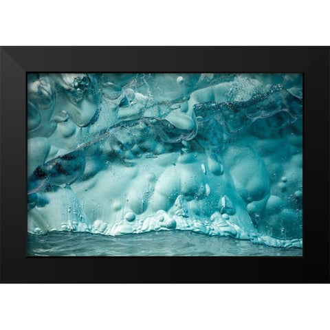 Alaska-Tracy Arm-Close-up of deep blue-green iceberg floating near face of South Sawyer Glacier Black Modern Wood Framed Art Print by Souders, Paul