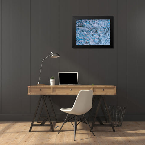 Alaska-Tracy Arm meltwater streams and ponds on crevassed surface of Sawyer Glacier in Tracy Arm Black Modern Wood Framed Art Print by Souders, Paul