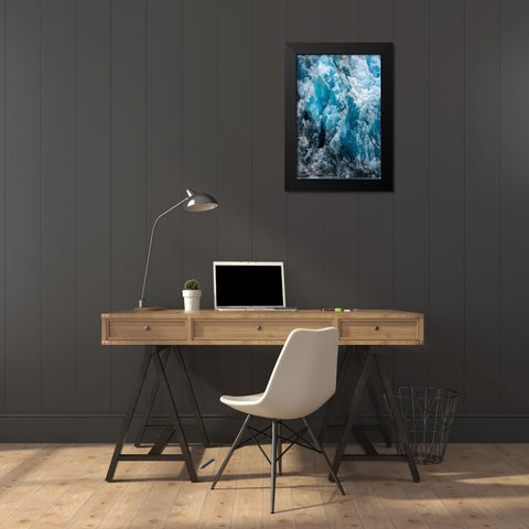 Alaska-Tracy Arm-Dark blue ice on shattered face of South Sawyer Glacier in Tracy Arm Black Modern Wood Framed Art Print by Souders, Paul