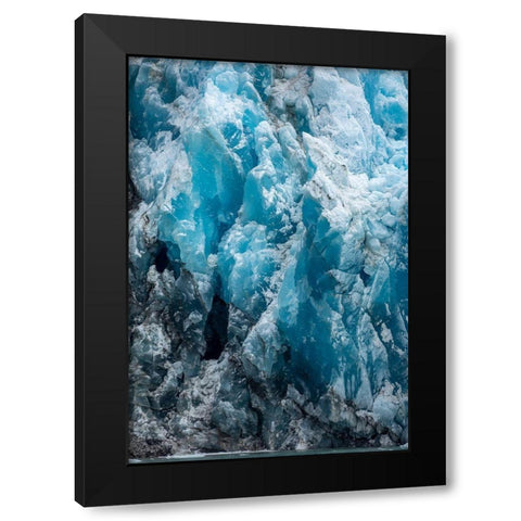 Alaska-Tracy Arm-Dark blue ice on shattered face of South Sawyer Glacier in Tracy Arm Black Modern Wood Framed Art Print with Double Matting by Souders, Paul
