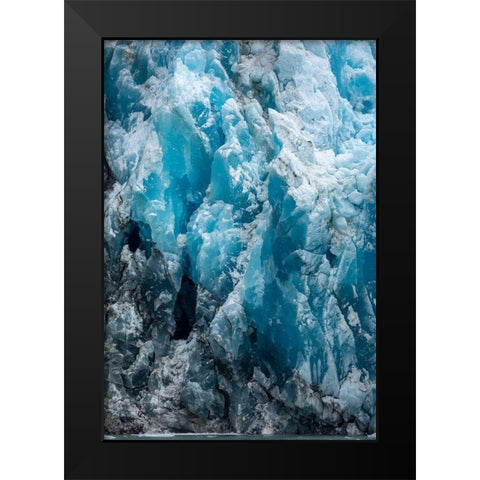 Alaska-Tracy Arm-Dark blue ice on shattered face of South Sawyer Glacier in Tracy Arm Black Modern Wood Framed Art Print by Souders, Paul