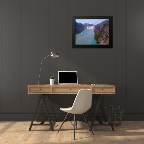 Alaska-Tracy Arm-Fords Terror Wilderness-Aerial view of Dawes Glacier at end of Endicott Arm Black Modern Wood Framed Art Print by Souders, Paul