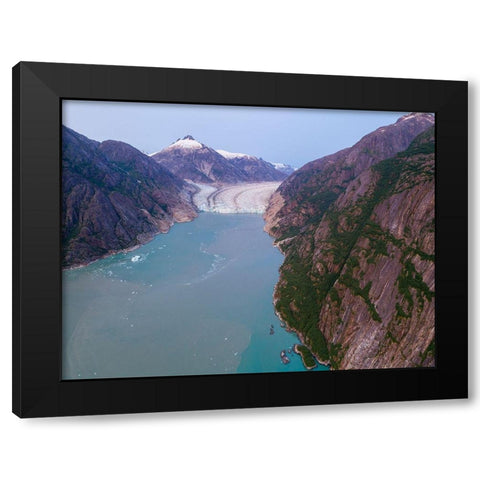 Alaska-Tracy Arm-Fords Terror Wilderness-Aerial view of Dawes Glacier at end of Endicott Arm Black Modern Wood Framed Art Print with Double Matting by Souders, Paul