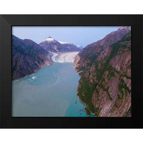 Alaska-Tracy Arm-Fords Terror Wilderness-Aerial view of Dawes Glacier at end of Endicott Arm Black Modern Wood Framed Art Print by Souders, Paul