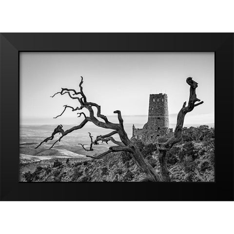 Arizona-Grand Canyon National Park-Sunrise at the Desert View Watchtower Black Modern Wood Framed Art Print by Collins, Ann