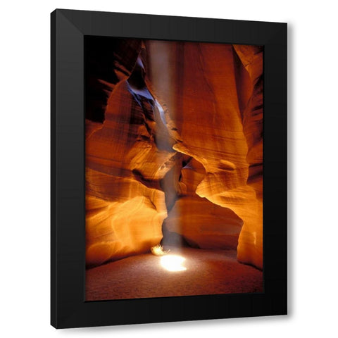 AZ, Page, Sun beam shines onto Antelope canyon Black Modern Wood Framed Art Print by Kirkland, Dennis
