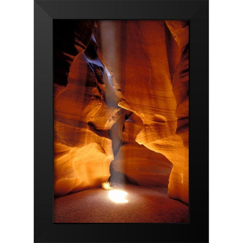 AZ, Page, Sun beam shines onto Antelope canyon Black Modern Wood Framed Art Print by Kirkland, Dennis
