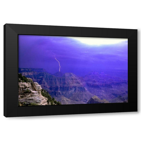 AZ, Grand Canyon, Lightning storm over the canyon Black Modern Wood Framed Art Print by Welling, Dave