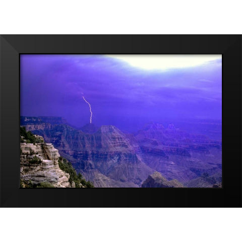 AZ, Grand Canyon, Lightning storm over the canyon Black Modern Wood Framed Art Print by Welling, Dave