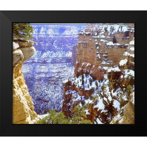 AZ, Grand Canyon, Winter snow on rock formations Black Modern Wood Framed Art Print by Talbot Frank, Christopher