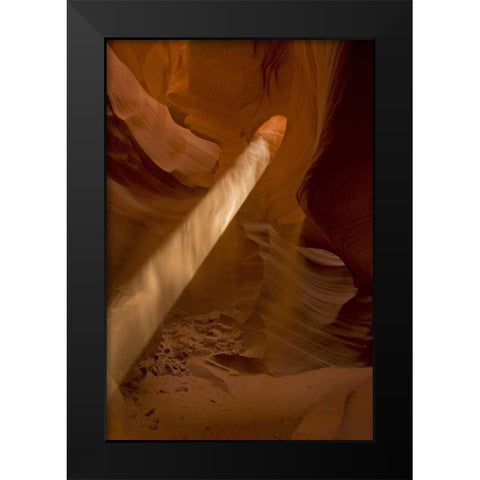 AZ Sunbeam penetrates in lower Antelope Canyon Black Modern Wood Framed Art Print by Illg, Cathy and Gordon