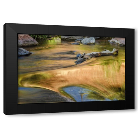 USA, Arizona, Sedona Autumn reflections on water Black Modern Wood Framed Art Print with Double Matting by OBrien, Jay