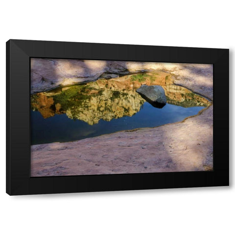 Arizona, Sedona Autumn reflection in water Black Modern Wood Framed Art Print by OBrien, Jay