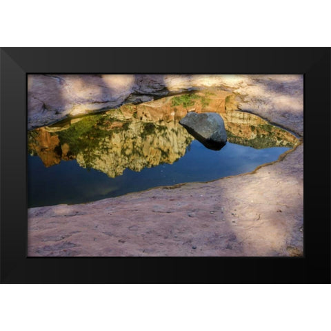 Arizona, Sedona Autumn reflection in water Black Modern Wood Framed Art Print by OBrien, Jay