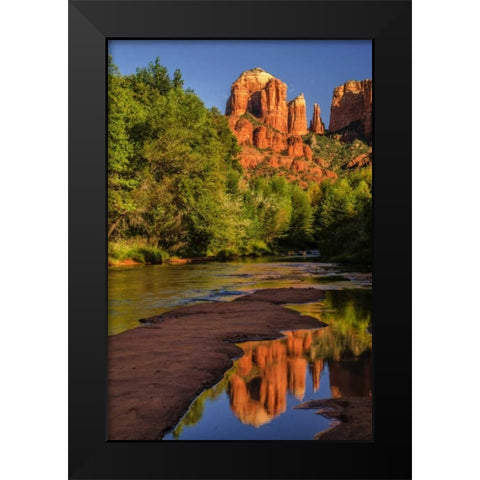 USA, Arizona Cathedral Rock reflects in creek Black Modern Wood Framed Art Print by OBrien, Jay