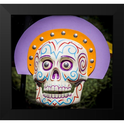 AZ, Phoenix Arty skull displayed at celebration Black Modern Wood Framed Art Print by Kaveney, Wendy