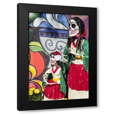 AZ, Phoenix Skeleton and mural at celebration Black Modern Wood Framed Art Print by Kaveney, Wendy