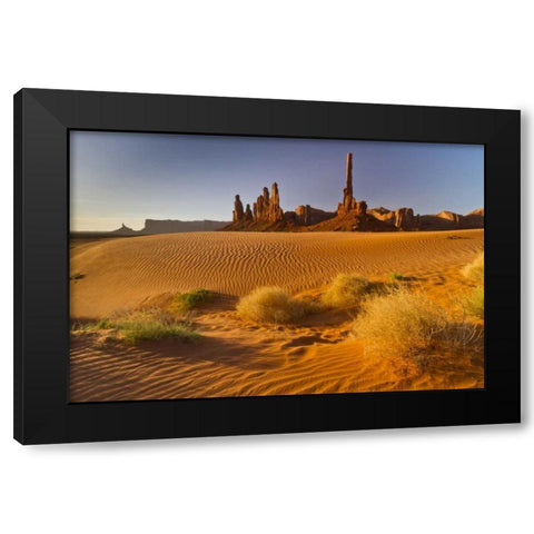 AZ, Monument Valley, Totem Pole and Ye Bi Chei Black Modern Wood Framed Art Print with Double Matting by Illg, Cathy and Gordon