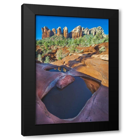 USA, Arizona, Sedona Water pools in rock Black Modern Wood Framed Art Print by Rotenberg, Nancy