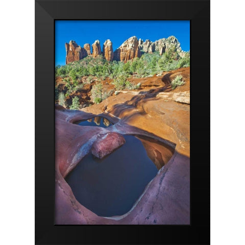 USA, Arizona, Sedona Water pools in rock Black Modern Wood Framed Art Print by Rotenberg, Nancy