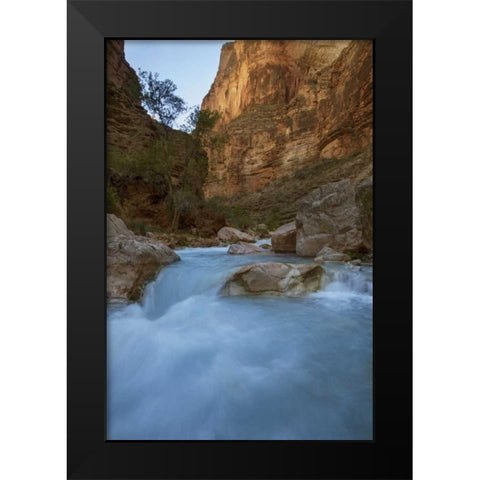 AZ, Grand Canyon, Havasu Creeks through a gorge Black Modern Wood Framed Art Print by Grall, Don