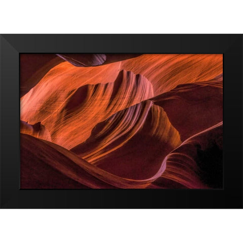 Arizona, Paige Rock patterns in Antelope Canyon Black Modern Wood Framed Art Print by OBrien, Jay