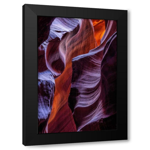 Arizona, Paige Rock patterns in Antelope Canyon Black Modern Wood Framed Art Print by OBrien, Jay