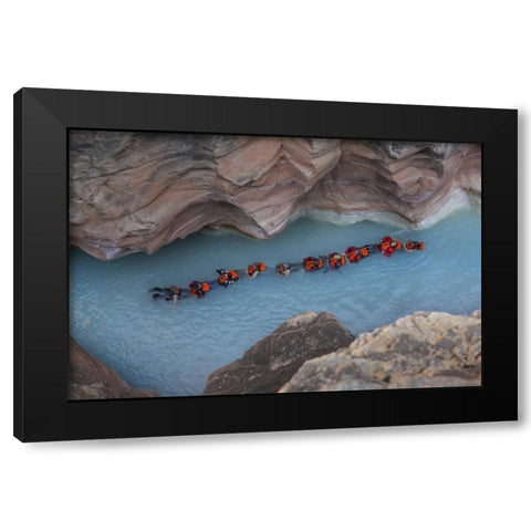 AZ, Grand Canyon, Students float on Havasu Creek Black Modern Wood Framed Art Print by Grall, Don