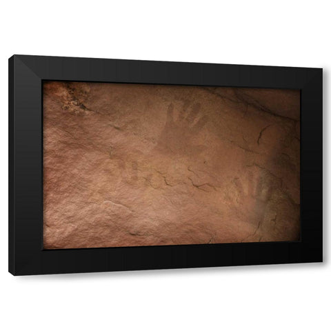 AZ, Grand Canyon, Ancient Anasazi hand prints Black Modern Wood Framed Art Print with Double Matting by Grall, Don