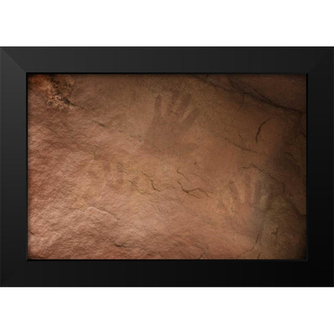AZ, Grand Canyon, Ancient Anasazi hand prints Black Modern Wood Framed Art Print by Grall, Don