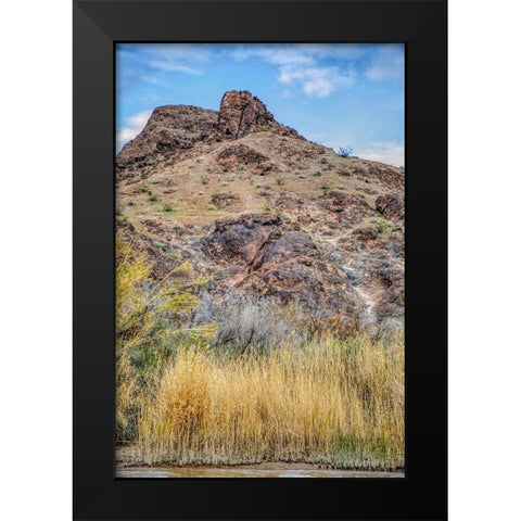 Arizona Ancient petroglyphs on rocks  Black Modern Wood Framed Art Print by Jaynes Gallery