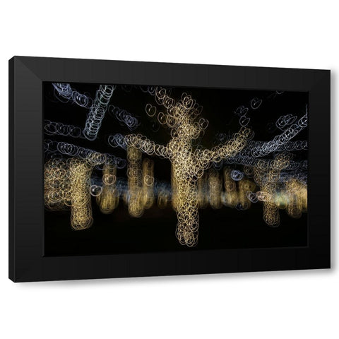 USA-Arizona-Buckeye-Abstract of decorated trees at night during Christmas Black Modern Wood Framed Art Print by Jaynes Gallery