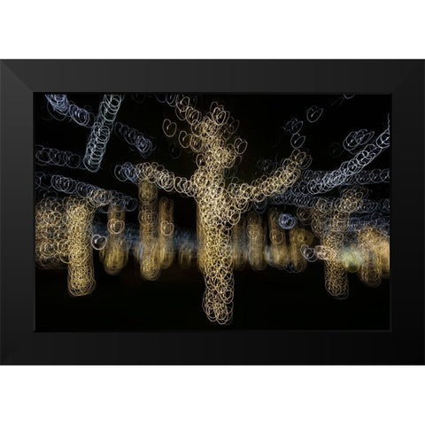 USA-Arizona-Buckeye-Abstract of decorated trees at night during Christmas Black Modern Wood Framed Art Print by Jaynes Gallery