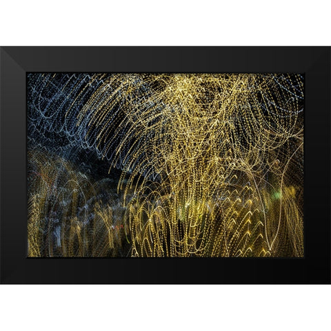 USA-Arizona-Buckeye-Abstract of decorated trees at night during Christmas Black Modern Wood Framed Art Print by Jaynes Gallery