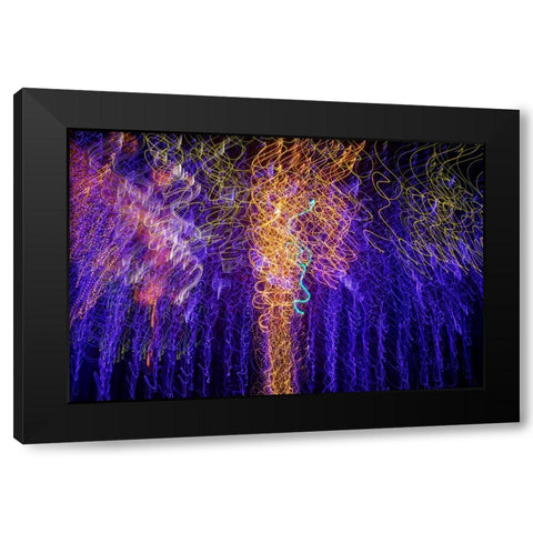 USA-Arizona-Buckeye-Abstract of multicolored Christmas lights Black Modern Wood Framed Art Print by Jaynes Gallery