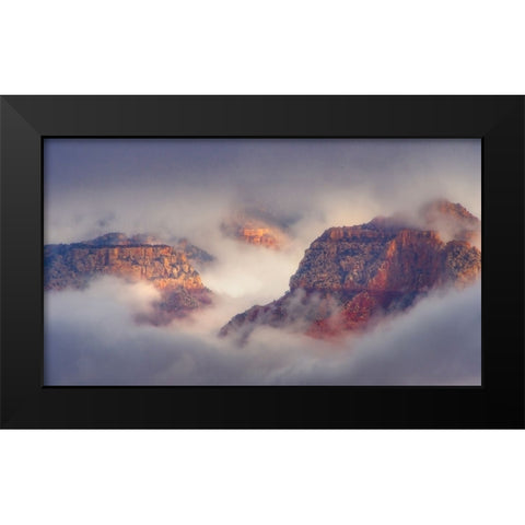 USA-Arizona-Grand Canyon-Foggy sunrise on canyon Black Modern Wood Framed Art Print by Jaynes Gallery