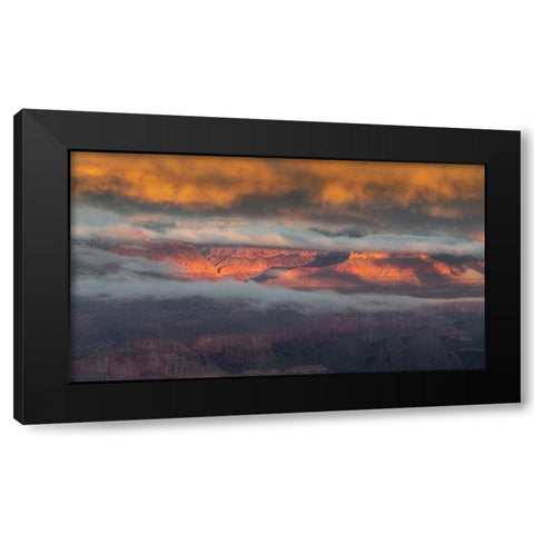 USA-Arizona-Grand Canyon-Foggy sunrise on canyon Black Modern Wood Framed Art Print by Jaynes Gallery