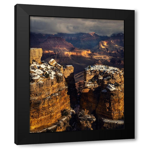 USA-Arizona-Grand Canyon-Winter sunset on canyon landscape Black Modern Wood Framed Art Print with Double Matting by Jaynes Gallery