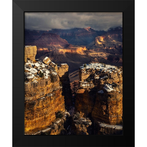 USA-Arizona-Grand Canyon-Winter sunset on canyon landscape Black Modern Wood Framed Art Print by Jaynes Gallery