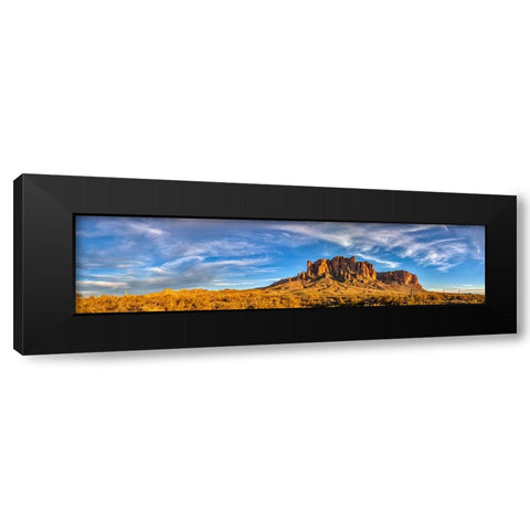 USA- Arizona- Superstition Mountains. Panoramic of mountains and desert. Black Modern Wood Framed Art Print by Jaynes Gallery