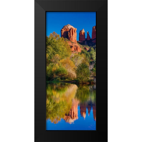 USA- Arizona- Red Rock State Park with Oak Creek and Cathedral Rock Black Modern Wood Framed Art Print by Gulin, Darrell
